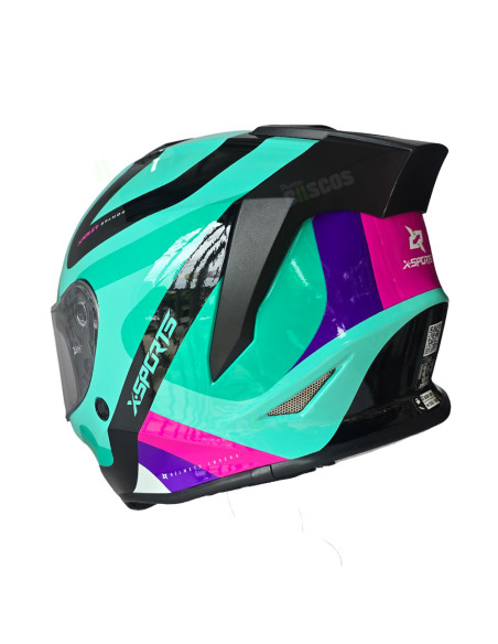 Casco Integral X-Sports V151 Bramdo Turqueza Fucsia