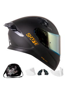 Casco Integral Shaft pro 612DV Solid Negro Dorado