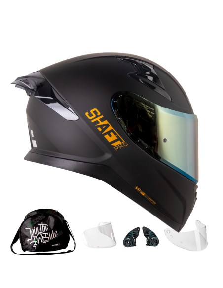 Casco Integral Shaft pro 612DV Solid Negro Dorado