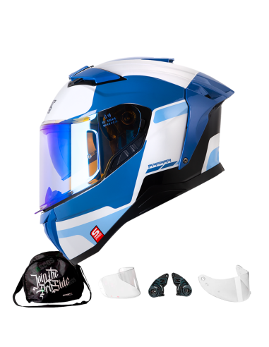 Casco Integral Shaft pro 606 SP Mr.Inc Blanco Azul