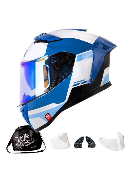 Casco Integral Shaft pro 606 SP Mr.Inc Blanco Azul