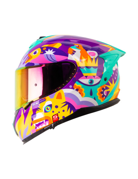 Casco Integral Shaft pro 610DV Magic Word Menta Morado Edición Especial