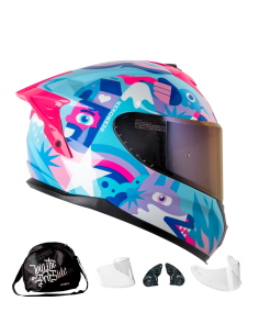 Casco Integral Shaft pro 610DV Magic World Azul fucsia...