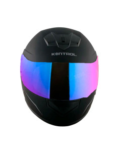 Casco Integral KNT 878 Negro mate + Visor iridium Fucsia 2
