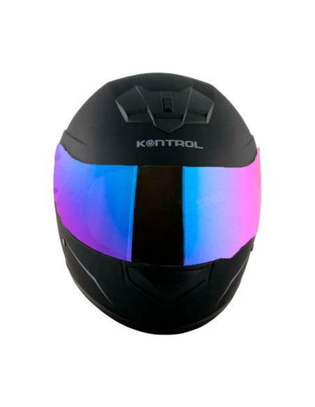 Casco Integral KNT 878 Negro mate + Visor iridium Fucsia