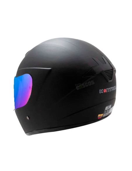 Casco Integral KNT 878 Negro mate + Visor iridium Fucsia