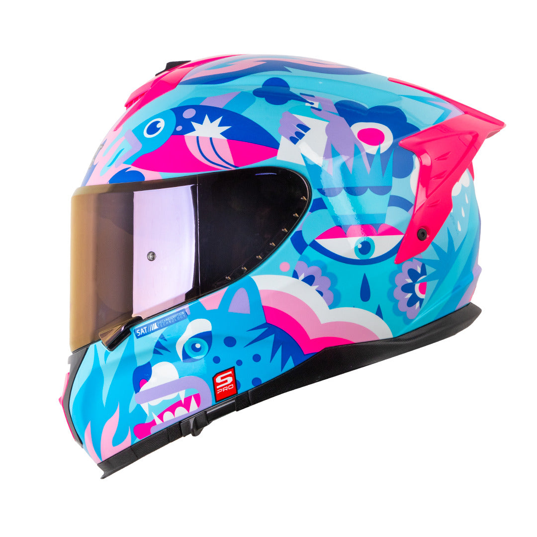 Casco Integral Shaft Pro 610 Doble Visor Magic World Azul