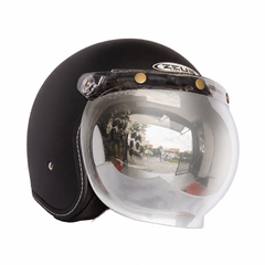Casco Abierto ZEUS 389 Tipo Custom Negro Mate + Burbuja Plata