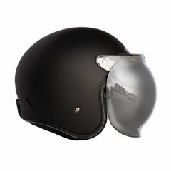 Casco Abierto ZEUS 389 Tipo Custom Negro Mate + Burbuja Plata