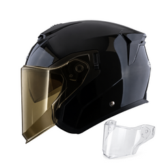 Casco Abierto ZEUS 626 DV Negro Brillo