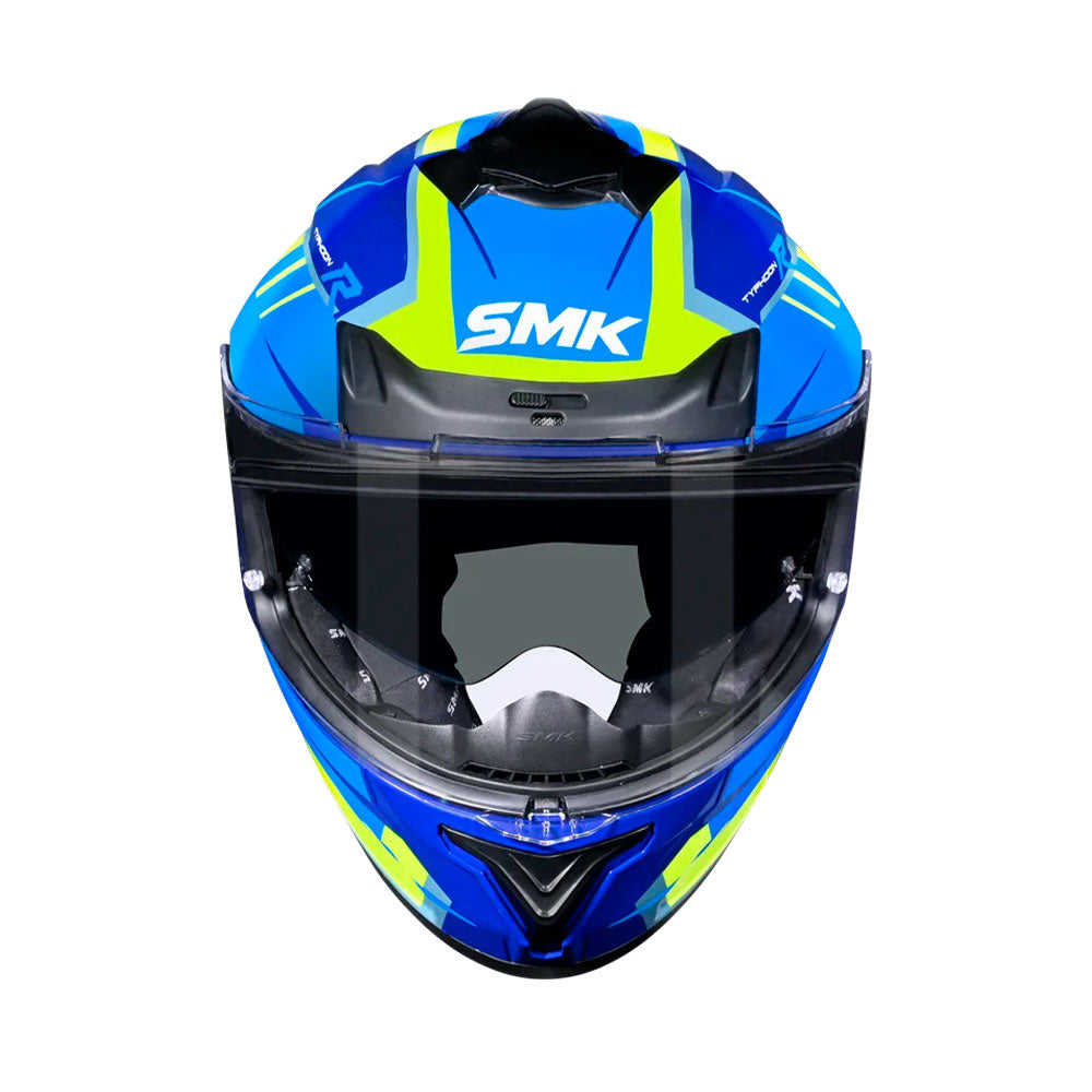 Casco integral SMK Typhoon Aerot Azul Amarillo