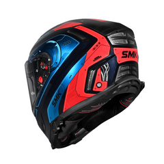 Casco integral SMK Agnar Cyborg Cromo Azul + Iridium azul