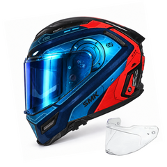 Casco integral SMK Agnar Cyborg Cromo Azul + Iridium azul