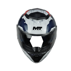 Casco Abatible MT Atom 2 SV Highlands D5 Blanco Azul Oscuro Rojo