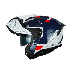 Casco Abatible MT Atom 2 SV Highlands D5 Blanco Azul Oscuro Rojo