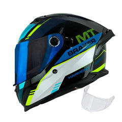Casco integral MT Braker 2 Harmony Azul Amarillo + Visor Iridium Azul