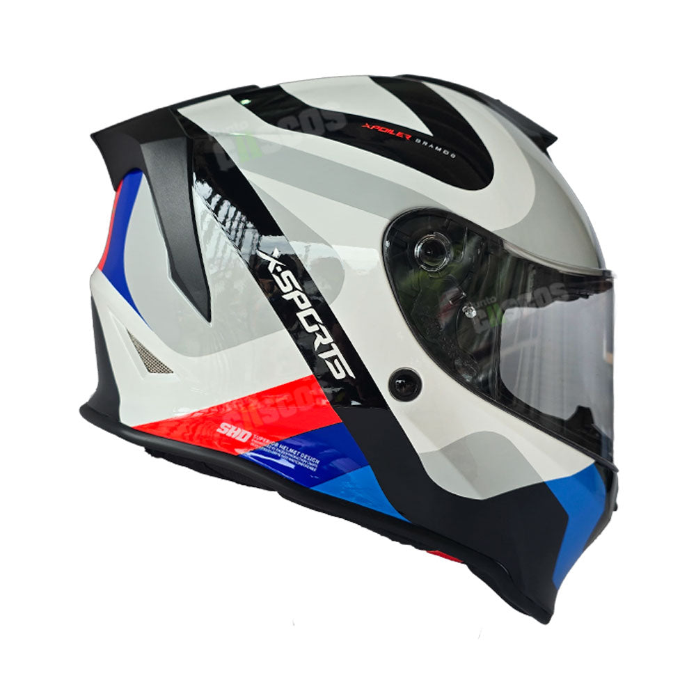 Casco Integral X-Sports V151 Bramdo Blanco Azul Rojo