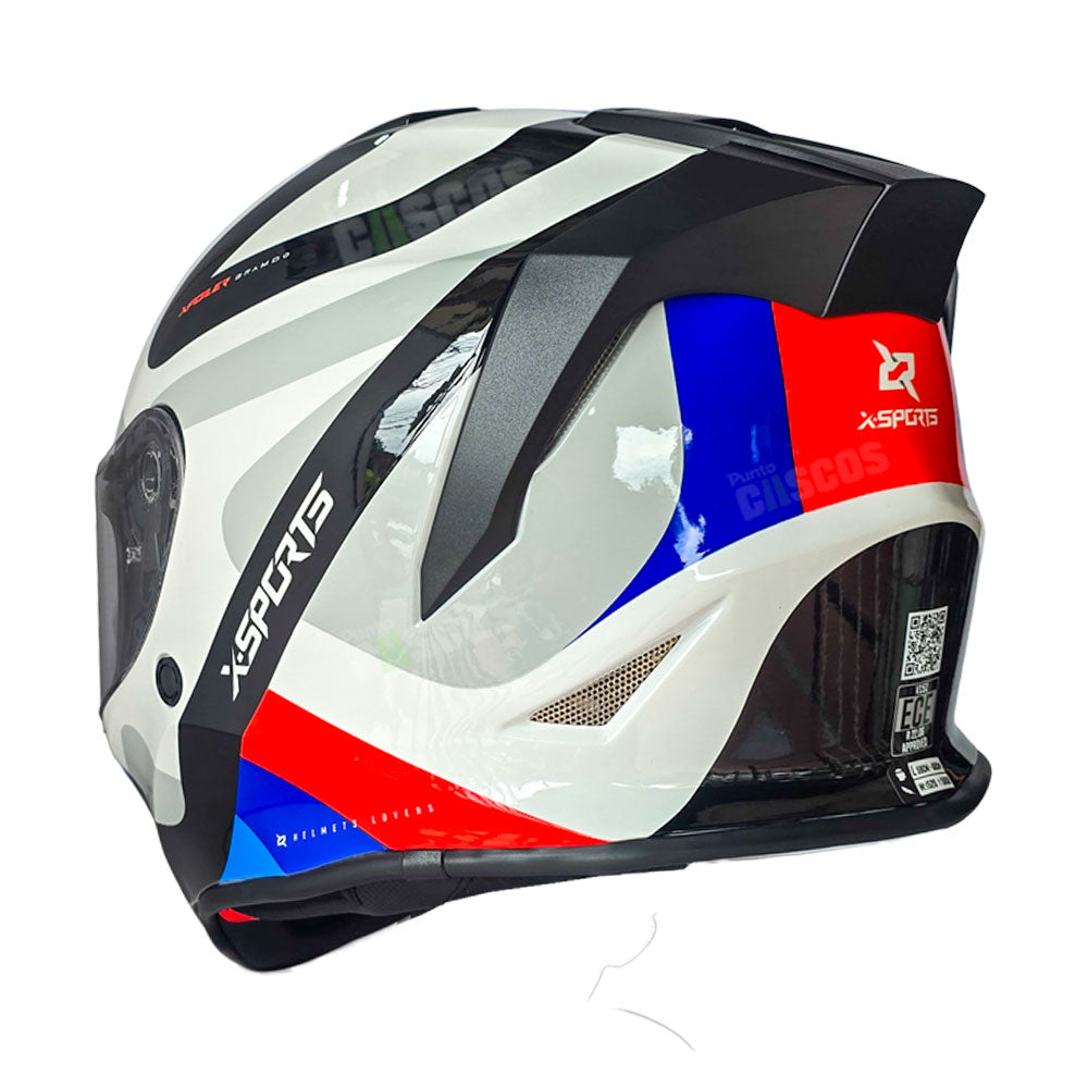Casco Integral X-Sports V151 Bramdo Blanco Azul Rojo
