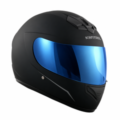 Casco Integral KNT 878 Negro mate + visor iridium Azul