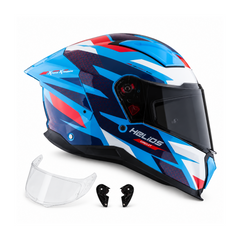 Casco Integral X-Sports Helios Circuit Negro Azul Rojo