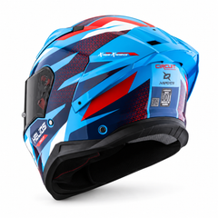 Casco Integral X-Sports Helios Circuit Negro Azul Rojo