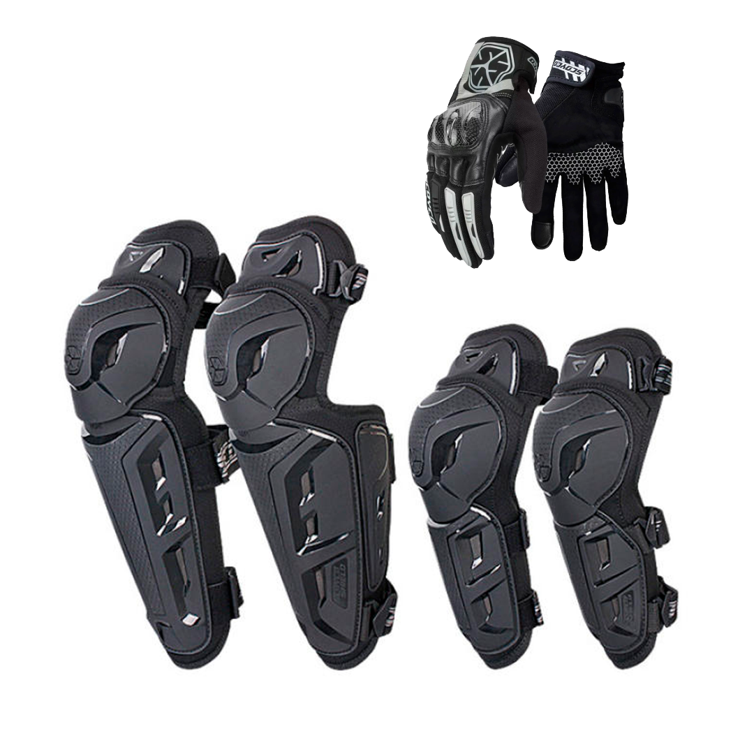Combo Rodilleras y coderas Certificadas Scoyco K26 + Guantes Certificados scoyco Mc122