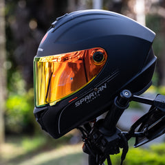 Casco integral Spartan Draken Solid Negro Mate + Visor Iridium fuego