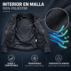 Combo Chaqueta protección Institucional Plus Spring + Rodilleras Raptor + Guantes Bullet
