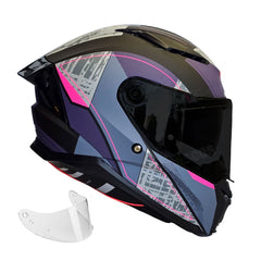 Casco integral Spartan Panther SV Detroit Fucsia Gris + Visor humo