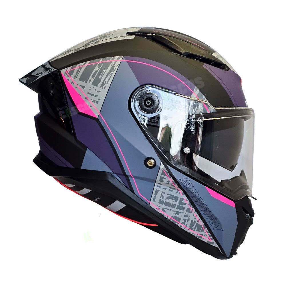 Casco integral Spartan Panther SV Detroit Fucsia Gris