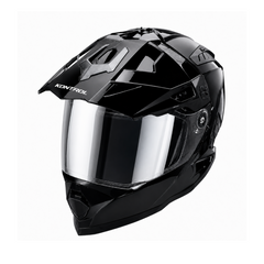 Casco multipropósito KNT Dirt X Negro Brillo Solid + Visor Iridium Plata