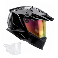 Casco multipropósito KNT Dirt X Negro Brillo Solid + Visor Iridium