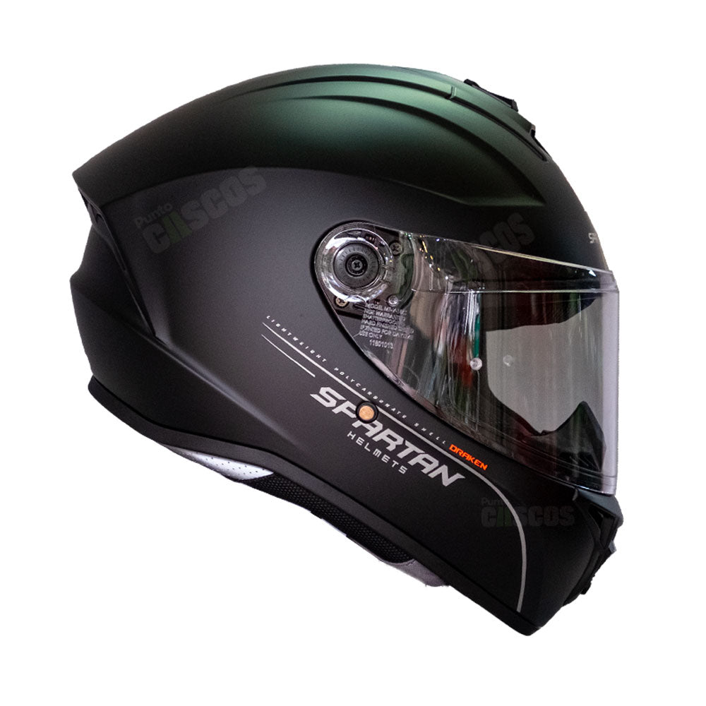 Casco integral Spartan Draken Solid Negro Mate + Visor Negro