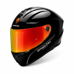 Casco integral Spartan Draken Solid Negro Brillo + Visor Rojo