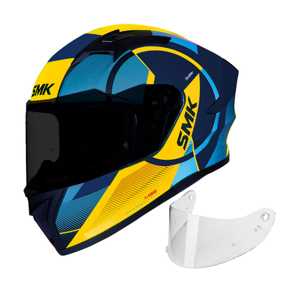 Casco integral SMK Stellar Faro Azul Amarillo