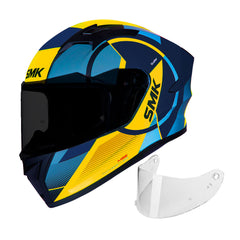 Casco integral SMK Stellar Faro Azul Amarillo