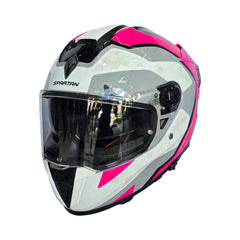 Casco integral Spartan Hawk SV First Blanco Fucsia