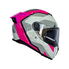 Casco integral Spartan Hawk SV First Blanco Fucsia