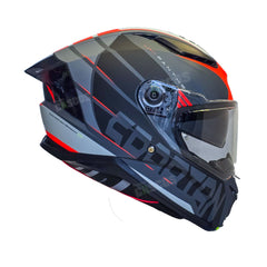 Casco integral Spartan Panther SV Flight Gris Rojo anaranjado