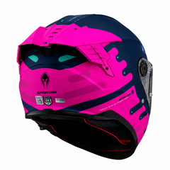 Casco integral Spartan Hawk SV Freshpaint Fucsia Azul + Visor humo