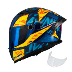 Casco integral MT Braker 2 Fury Azul Amarillo + Visor Iridium azul