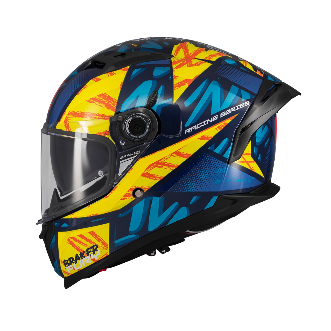 Casco integral MT Braker 2 Fury Azul Amarillo