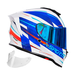 Casco Integral X-Sports V151 Kozmik Blanco + Visor Iridium Azul