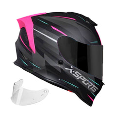 Casco Integral X-Sports V151 Kozmik Gris Fucsia + Visor Humo