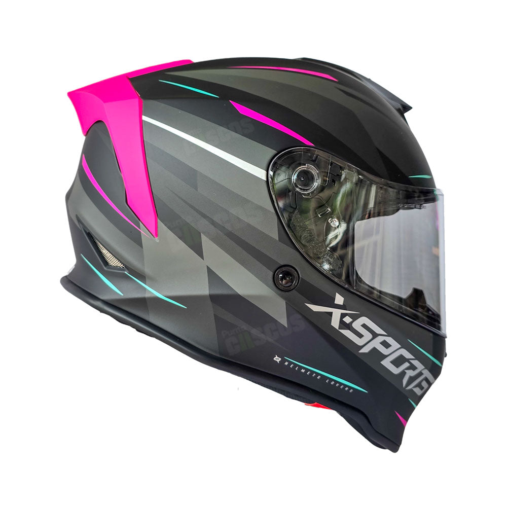 Casco Integral X-Sports V151 Kozmik Gris Fucsia