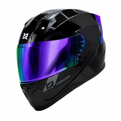 Casco Integral X-Sports M67 Negro brillo Visor Iridium Morado