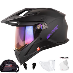 Casco multipropósito Shaft Pro MX400DV Solid Negro mate Morado | Antiempañante Pinlock