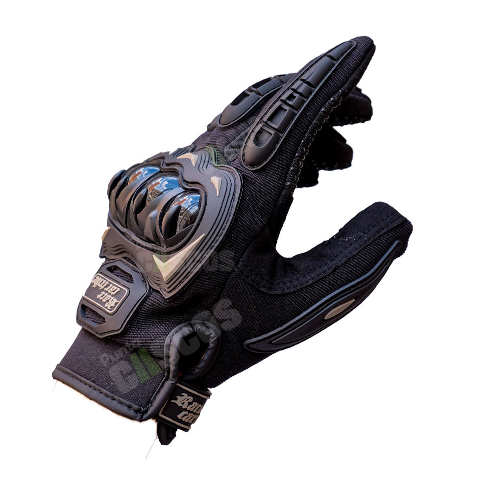 Combo de protección para motociclista Kit de Rodilleras y Coderas Metalicas GX + Guantes Race Tribe