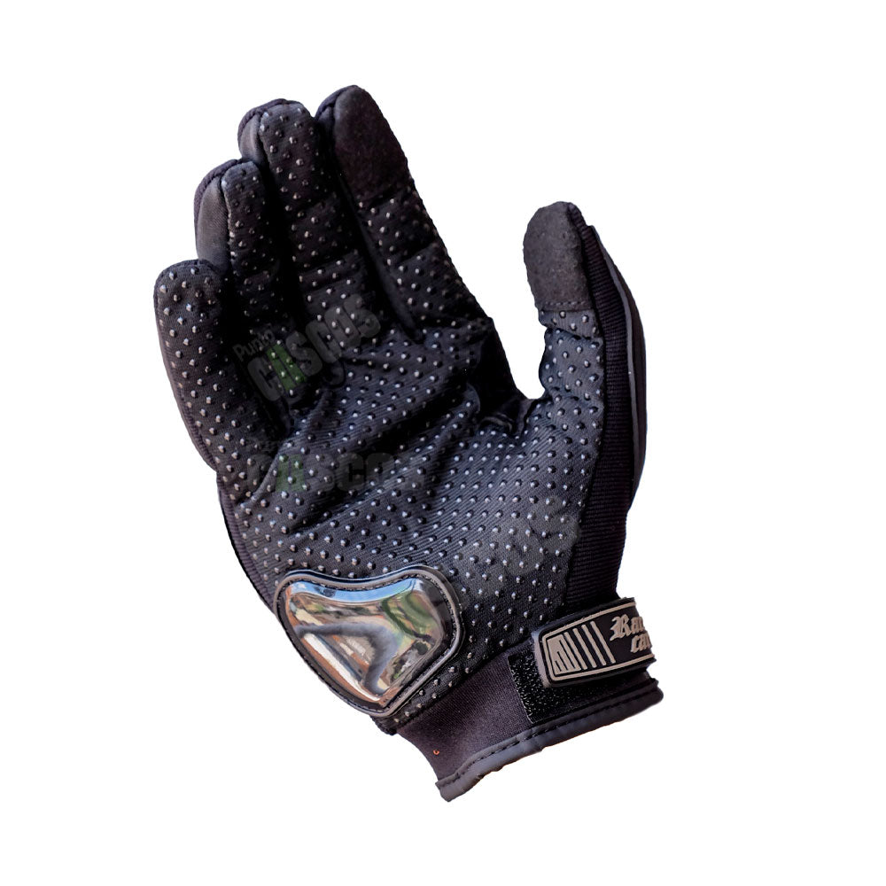 Combo de protección para motociclista Kit de Rodilleras y Coderas Metalicas GX + Guantes Race Tribe