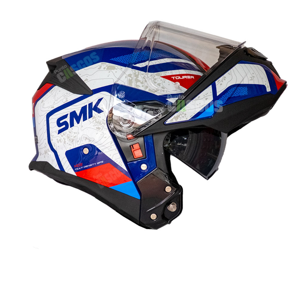 Casco Abatible SMK Gullwing Navigator Blanco Azul Rojo